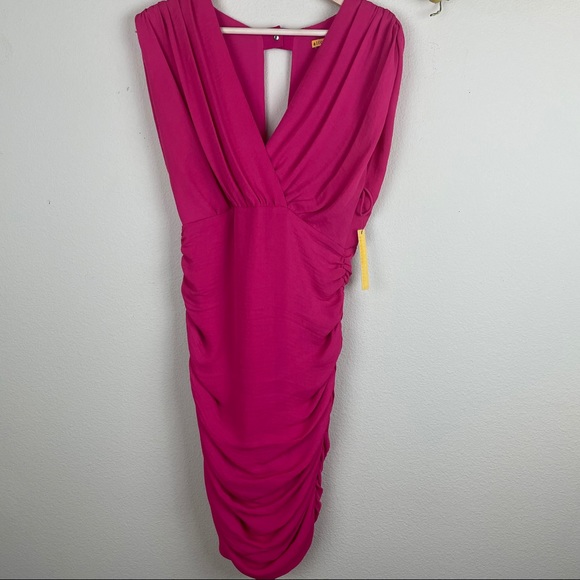 ALICE + OLIVIA Strawberry Ruche Nanette Dress NWT - Picture 4 of 14